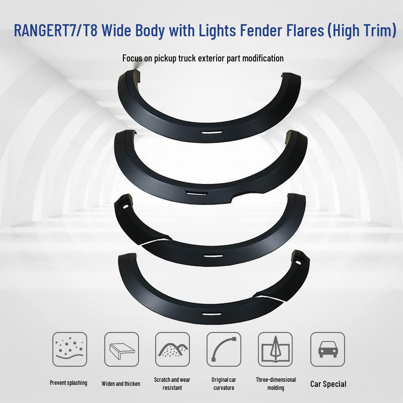 Ford Ranger T7/T8 Wide Body Fender Flares: High-End Wheel Arch Mud Flaps with Lights Yes чёрный
Ford Ranger T7/T8 Wide Body Fender Flares: High-End Wheel Arch Mud Flaps with Lights Yes чёрный