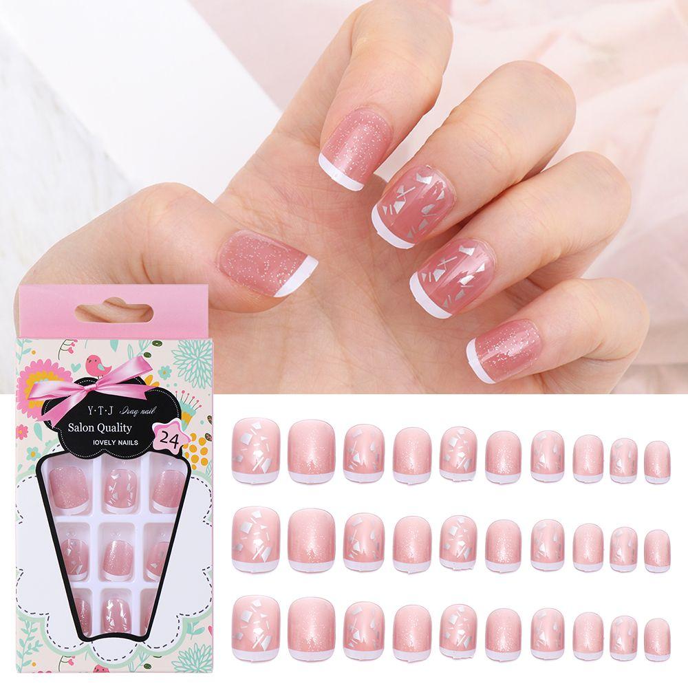 24pcs/Box Detachable Artificial Full Cover Nail Tips Fake Nails Wearable Short French False Nails 01
24pcs/Box Detachable Artificial Full Cover Nail Tips Fake Nails Wearable Short French False Nails 01