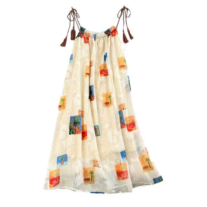Summer French retro temperament loose printing suspender skirt seaside vacation Sanya beach skirt fashion sleeveless dress S
Summer French retro temperament loose printing suspender skirt seaside vacation Sanya beach skirt fashion sleeveless dress S
