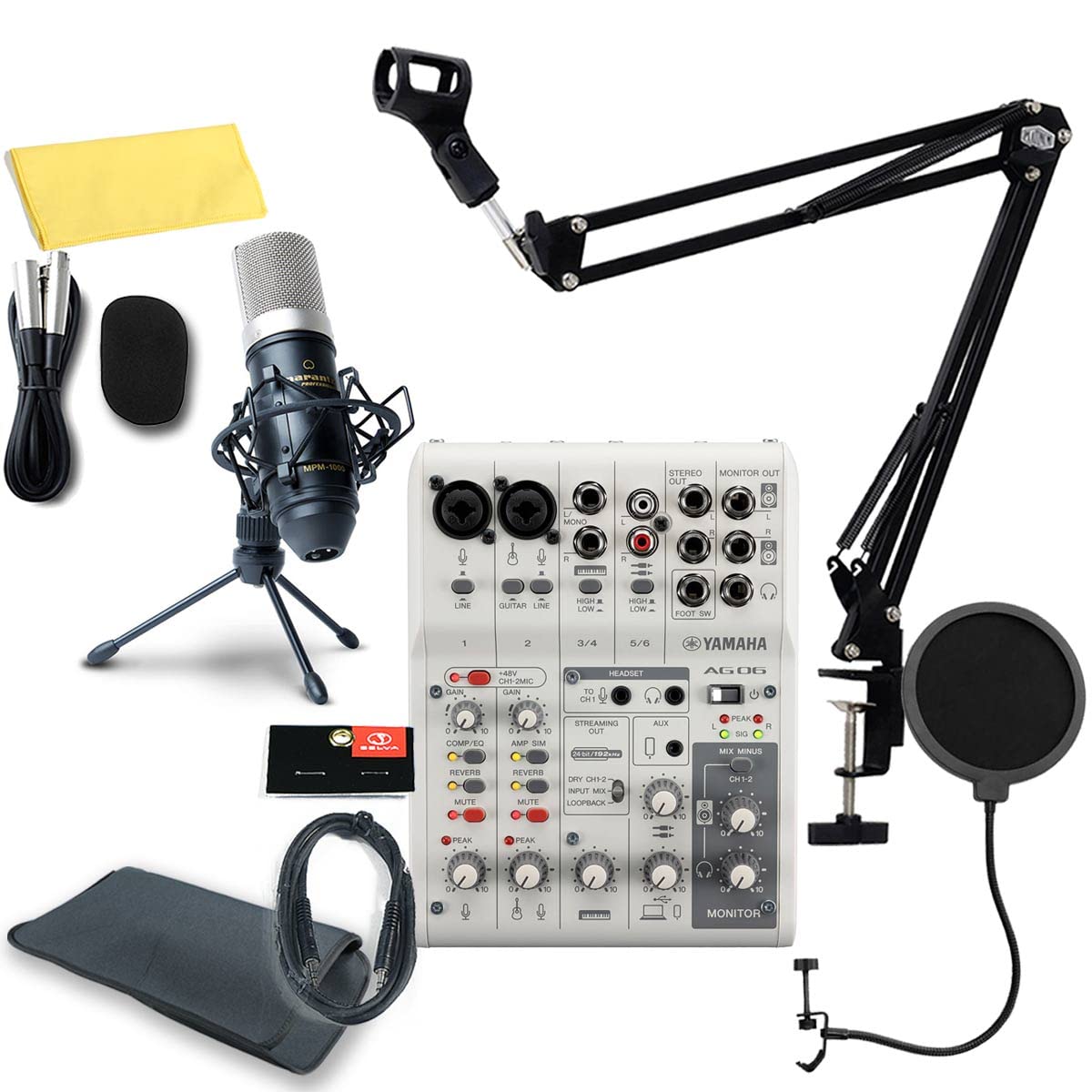 YAMAHA AG06MK2 WHITE set for PC users Condenser pop arm AUX convenient sleeve bag included / Distribution/DTM - microphone, blocker, stand, cable, - білий
YAMAHA AG06MK2 WHITE set for PC users Condenser pop arm AUX convenient sleeve bag included / Distribution/DTM - microphone, blocker, stand, cable, - білий