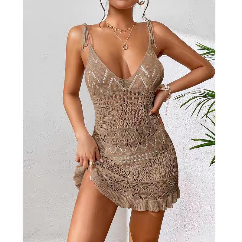 Summer Beach Mini Dress Lady Sexy Deep V Hollow Out Mesh Pullover Women s Knitted Sweaters See Through Casual Slim Sling Dresses One Size
Summer Beach Mini Dress Lady Sexy Deep V Hollow Out Mesh Pullover Women s Knitted Sweaters See Through Casual Slim Sling Dresses One Size