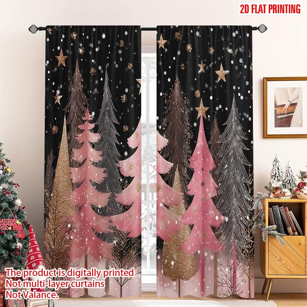 Set Of 2 Flat Printing Merry Christmas Curtains Pink Tree Forest Digital Printed Polyester Drapes Festive Use Made W100*H70(CM)-Rod Pocket&1PCS
Set Of 2 Flat Printing Merry Christmas Curtains Pink Tree Forest Digital Printed Polyester Drapes Festive Use Made W100*H70(CM)-Rod Pocket&1PCS