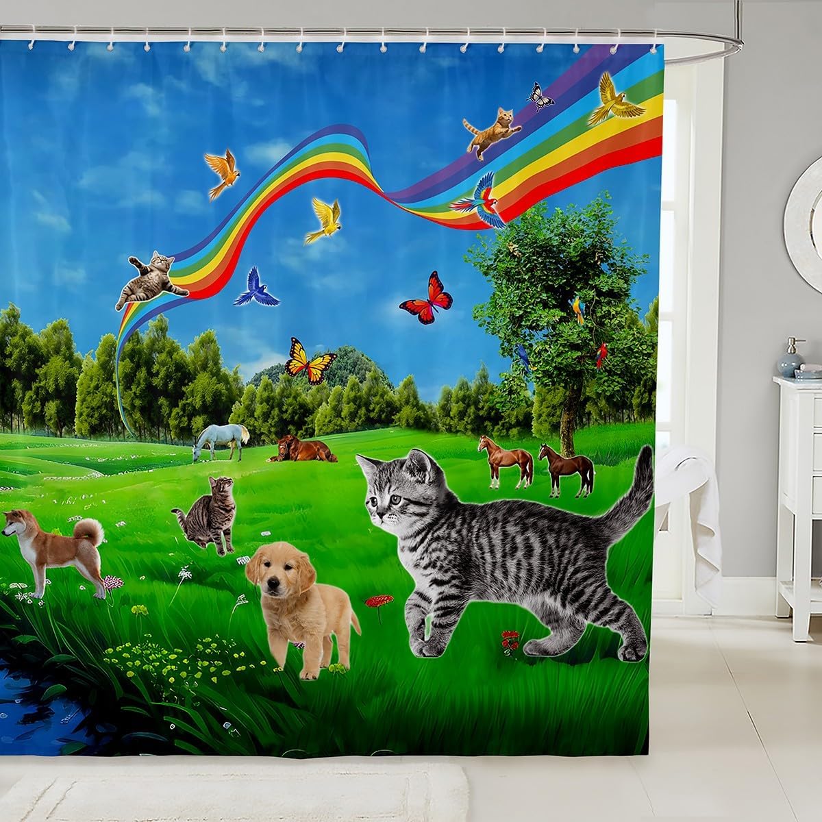 Dog Bath Curtain For Girls Boys Kids Cute Pet Cat Dog Shower Curtain With Hooks Backyard Pals Dogs And Cats Shower Curtain W60H190(CM)-1 Pcs
Dog Bath Curtain For Girls Boys Kids Cute Pet Cat Dog Shower Curtain With Hooks Backyard Pals Dogs And Cats Shower Curtain W60H190(CM)-1 Pcs