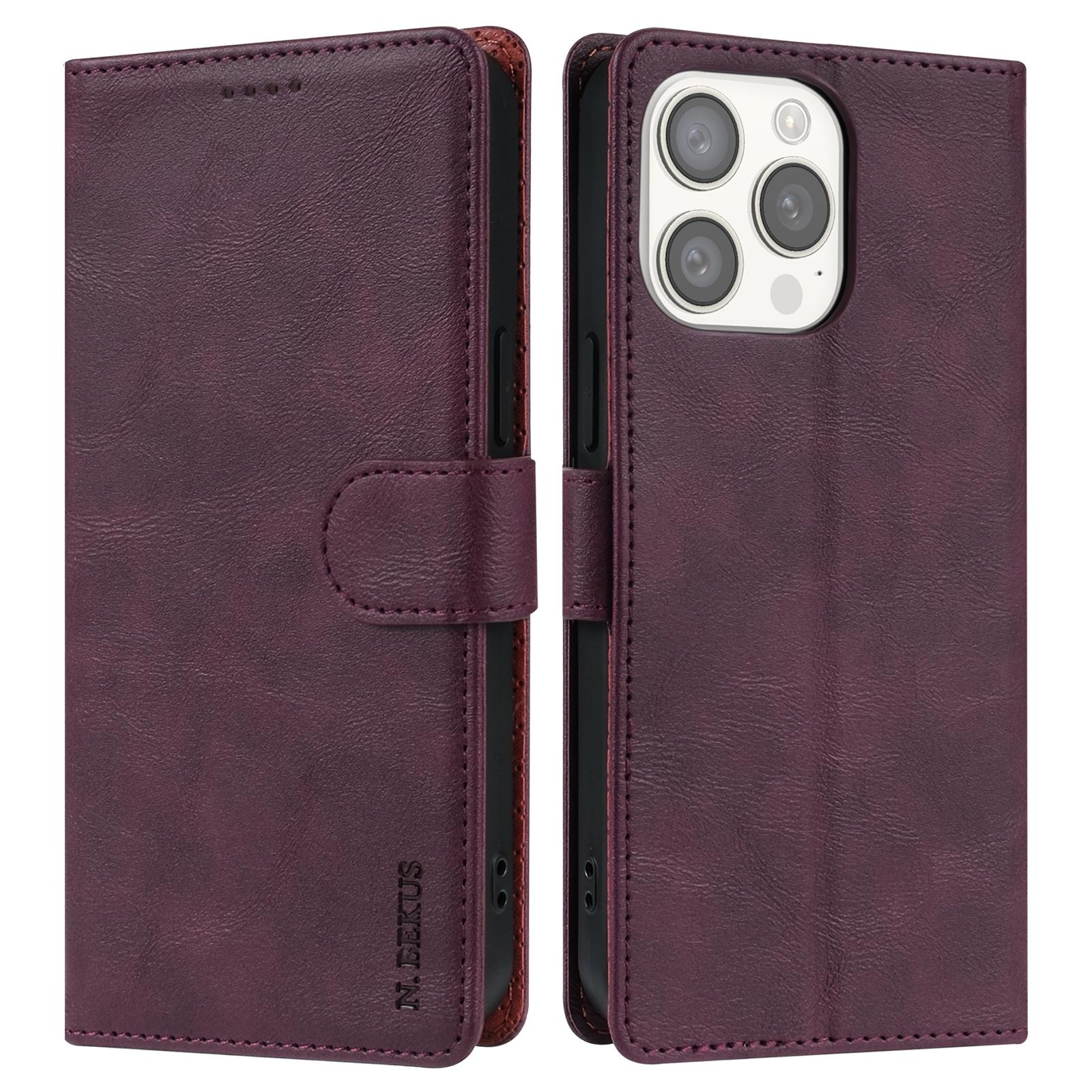 N.BEKUS CSJ-001 For iPhone 16 Pro Wallet Case PU Leather Cover with Stand Wine Red
N.BEKUS CSJ-001 For iPhone 16 Pro Wallet Case PU Leather Cover with Stand Wine Red