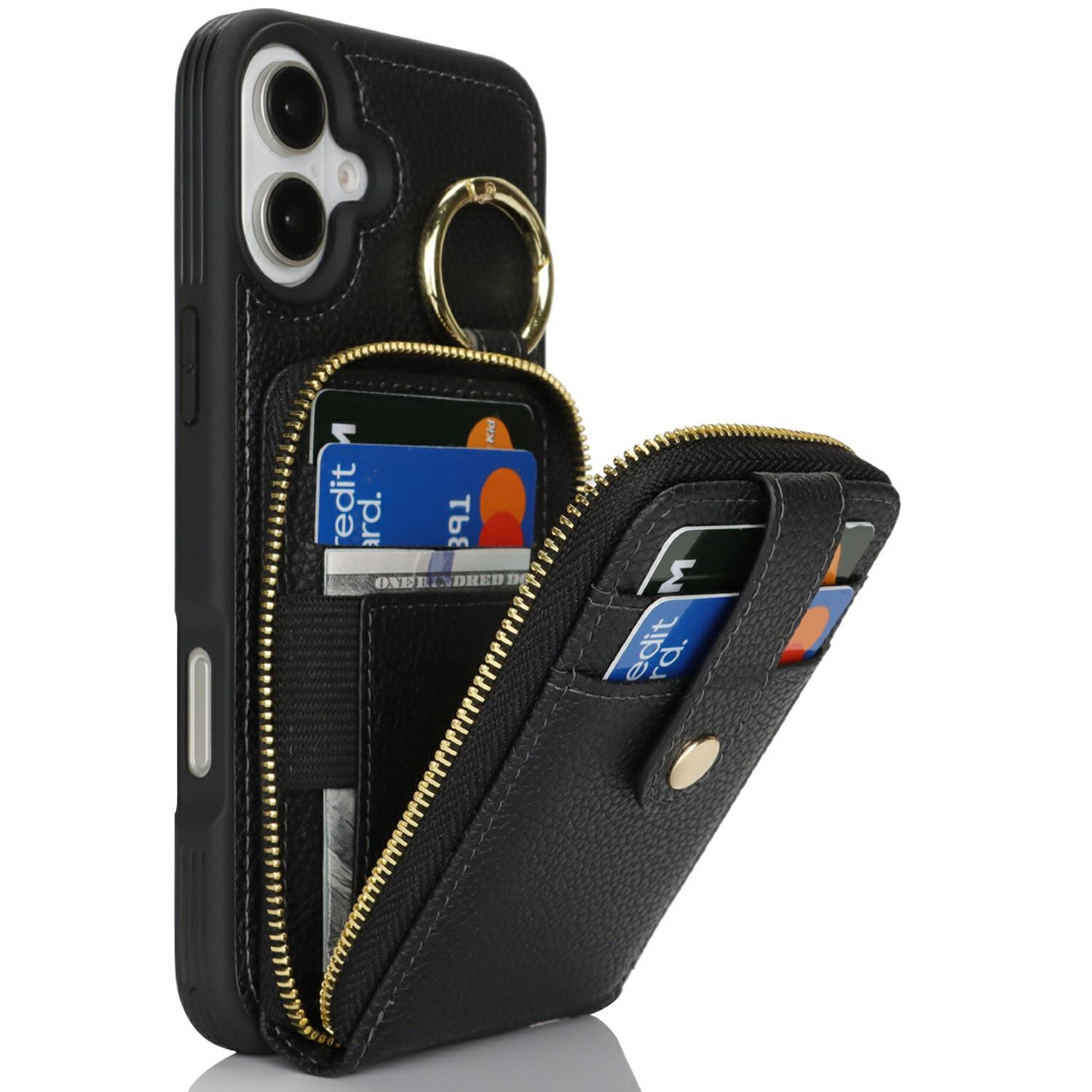 For iPhone 16 Plus Case with Zipper Pouch/Ring Kickstand/Strap Litchi Texture PU+TPU Phone Cover Rose Gold
For iPhone 16 Plus Case with Zipper Pouch/Ring Kickstand/Strap Litchi Texture PU+TPU Phone Cover Rose Gold