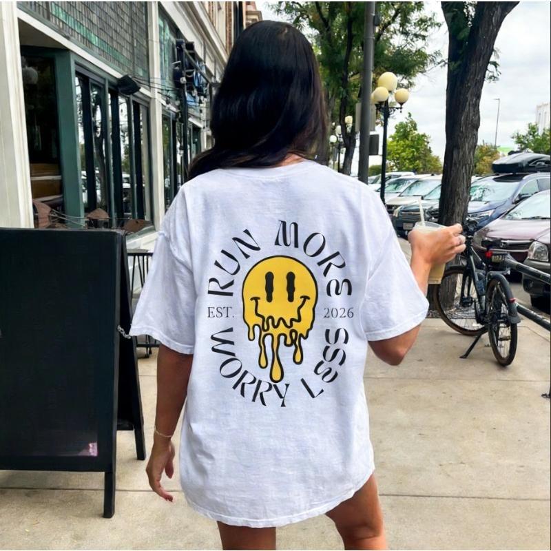 Run More Worry Less Pattern Printed Womens Tshirt SpringSummer Fashion Trend Pure Cotton Top Neutral Short Sleeve Tshirt 4XL
Run More Worry Less Pattern Printed Womens Tshirt SpringSummer Fashion Trend Pure Cotton Top Neutral Short Sleeve Tshirt 4XL