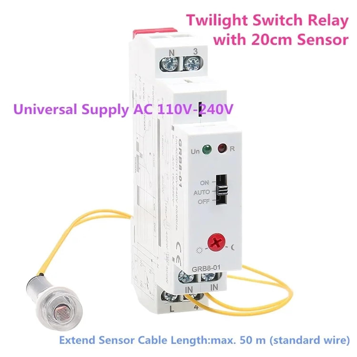 GRB8-01/02 Din Rail Twilight Switch Photoelectric Timer Light Sensor Relay AC110V-240V Auto ON Off GRB8-01 AC110-240V
GRB8-01/02 Din Rail Twilight Switch Photoelectric Timer Light Sensor Relay AC110V-240V Auto ON Off GRB8-01 AC110-240V