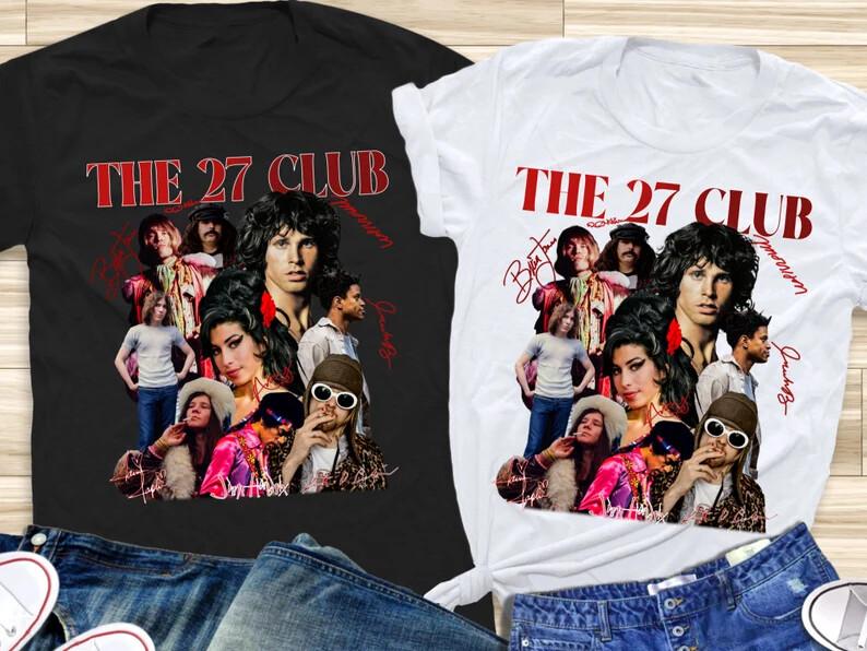 The 27 Club Shirt Jimi Hendrix Janis Joplin Kurt Cobain Jim Morrison Rock M Unisex T-Shirt XL
The 27 Club Shirt Jimi Hendrix Janis Joplin Kurt Cobain Jim Morrison Rock M Unisex T-Shirt XL