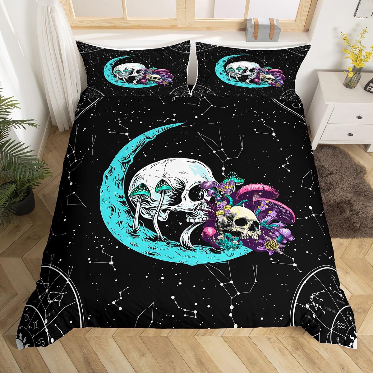 Gothic Skull Sleep Bedding Collection King Dimension Queen Dimension Bohemian Style Skeleton Sun Comforter Cover Trippy Mushroom Comforter Cover EU Single(135x200cm)
Gothic Skull Sleep Bedding Collection King Dimension Queen Dimension Bohemian Style Skeleton Sun Comforter Cover Trippy Mushroom Comforter Cover EU Single(135x200cm)