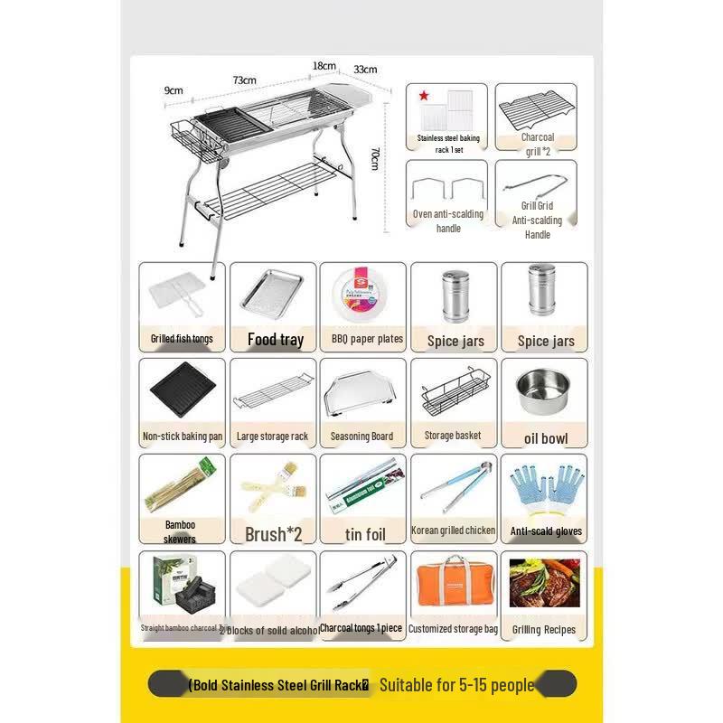 Large Foldable Charcoal BBQ Grill with Stainless Steel Mesh
Large Foldable Charcoal BBQ Grill with Stainless Steel Mesh