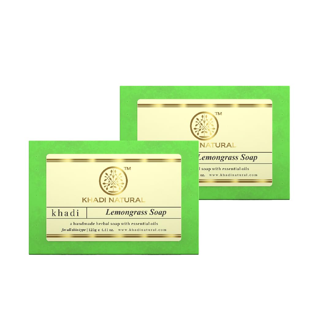 Khadi Natural Lemongrass Herbal Bathing Soap 125 gX Pack Of 2 Deep Cleansing Bar For All Skin Types Daily Use
Khadi Natural Lemongrass Herbal Bathing Soap 125 gX Pack Of 2 Deep Cleansing Bar For All Skin Types Daily Use