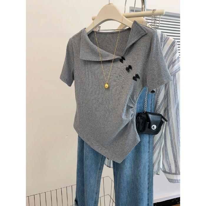 No price reduction #French pit strip 300g gray T-shirt women s summer niche pleated front shoulder t-shirt short top S
No price reduction #French pit strip 300g gray T-shirt women s summer niche pleated front shoulder t-shirt short top S