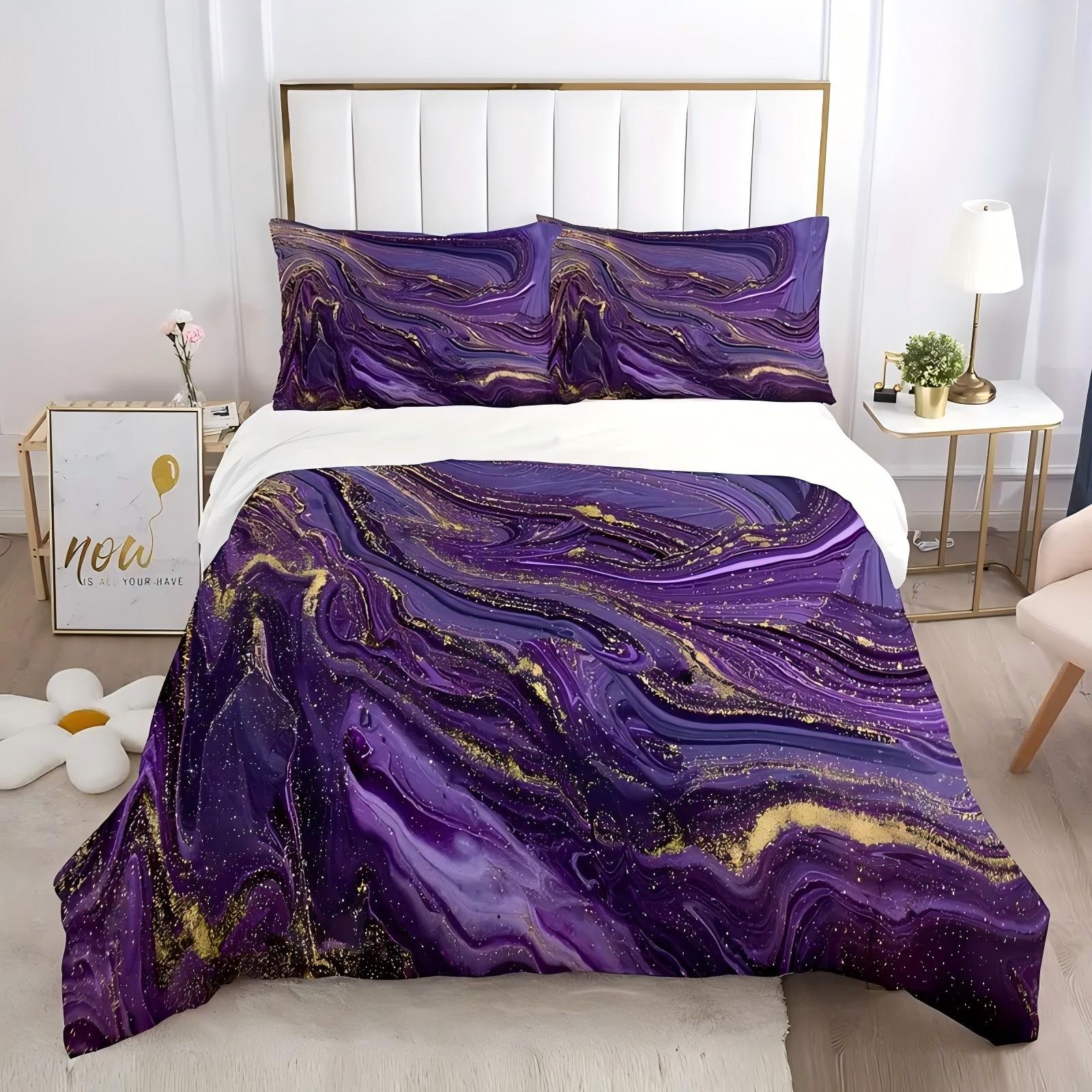 Purple gold marble quicksand pattern 3D Printed Duvet Cover Retro Style Quilt cover set Soft Comfortable Bedding Set Pillowcase 135x200cm 2pcs
Purple gold marble quicksand pattern 3D Printed Duvet Cover Retro Style Quilt cover set Soft Comfortable Bedding Set Pillowcase 135x200cm 2pcs