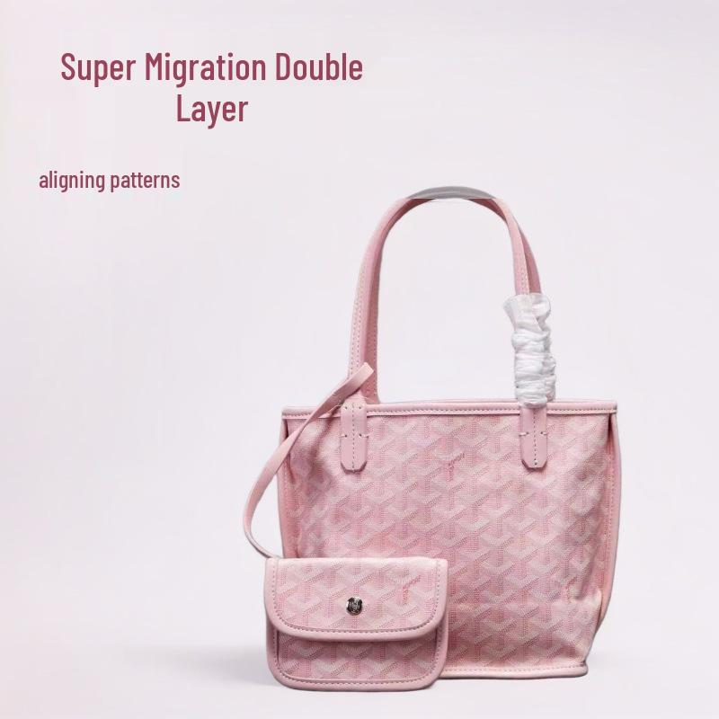 Мини-тоут Goya: Овощная корзина с узором «гусиная лапка», модная женская сумка для покупок «мать-ребенок» 20x20x13 cm розовый