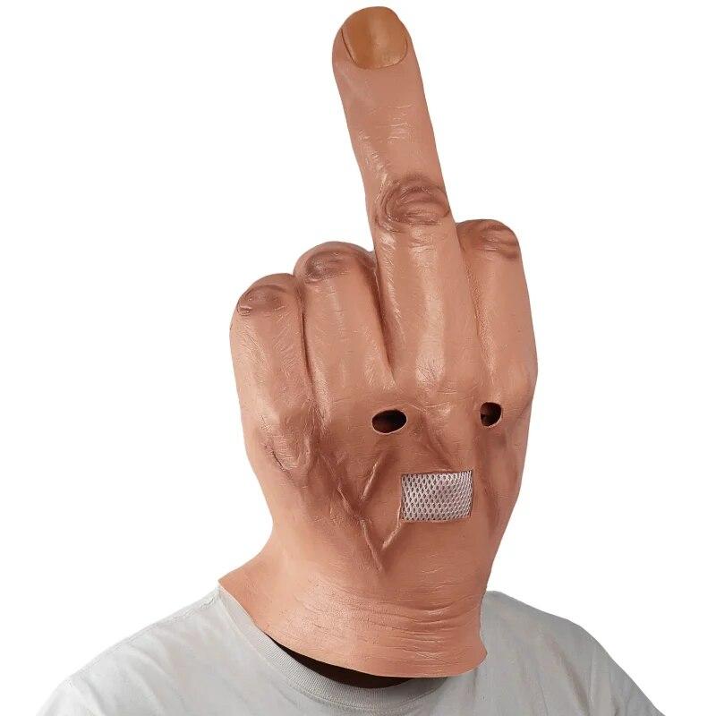 Halloween Creepy Full Head Latex Mask Disdainful Finger DJ Party Masks Middle Finger Trick Vertical Bar Spoof Headgear Prop Hat
Halloween Creepy Full Head Latex Mask Disdainful Finger DJ Party Masks Middle Finger Trick Vertical Bar Spoof Headgear Prop Hat