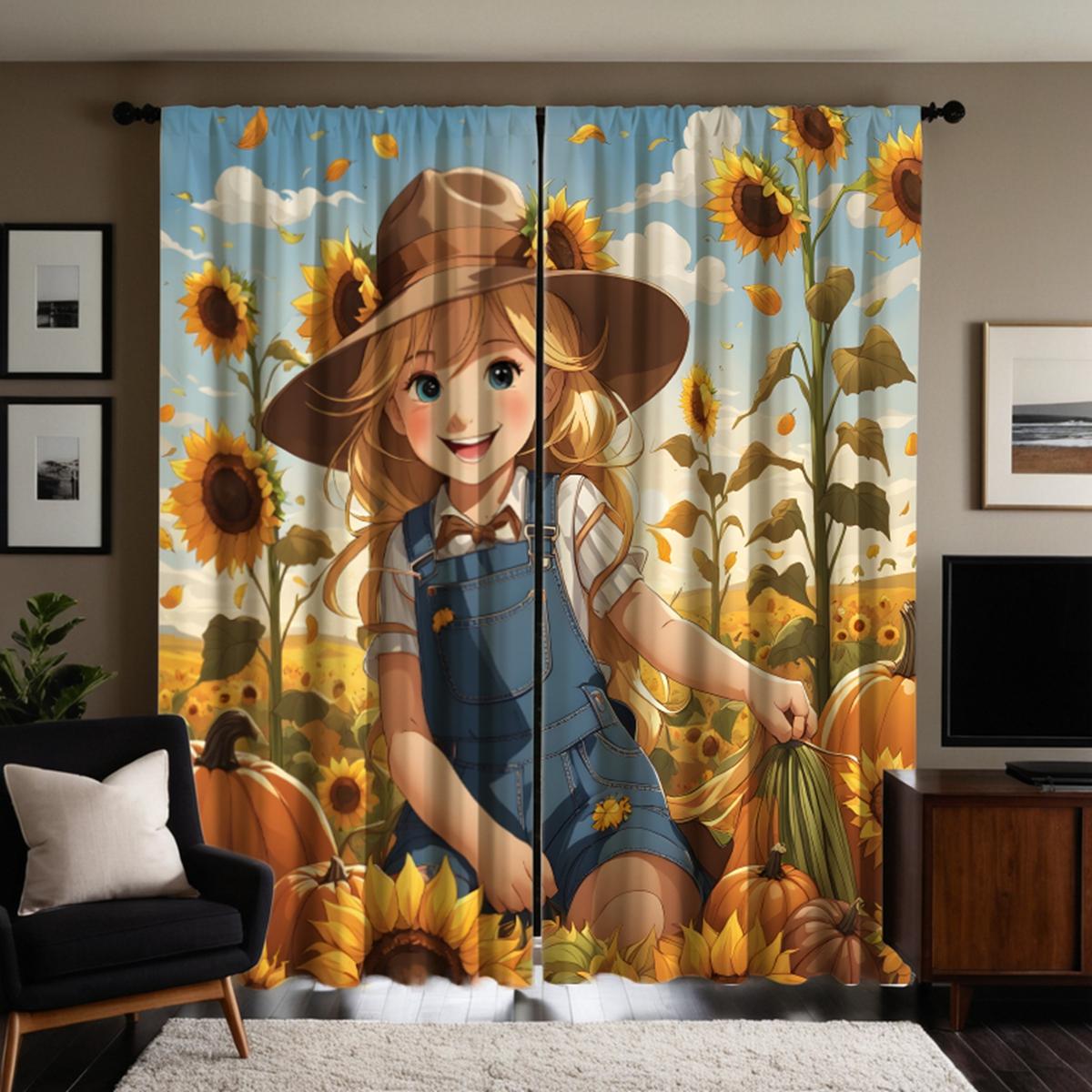 Комплект из 2 предметов, HD занавеска для девочки с изображением праздника урожая и подсолнухов, желтая занавеска с цифровой печатью, стиль домашнего декора, украшение гостиной W52H63inchW132H160cm
Комплект из 2 предметов, HD занавеска для девочки с изображением праздника урожая и подсолнухов, желтая занавеска с цифровой печатью, стиль домашнего декора, украшение гостиной W52H63inchW132H160cm