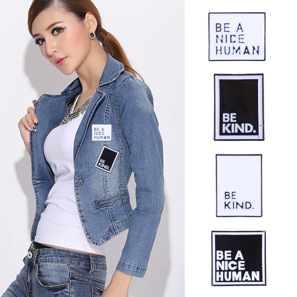 Simple Jewelry White Black Custom Pins BE A NICE HUMAN Lapel Badge Pin Enamel Brooches BE KIND
Simple Jewelry White Black Custom Pins BE A NICE HUMAN Lapel Badge Pin Enamel Brooches BE KIND