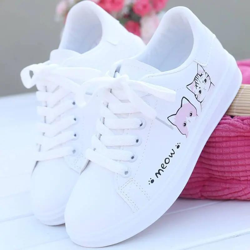 Жіночі кросівки Модне дихаюче вулканізоване взуття Pu Cute Cat Cartoon Lace Up Casual Біле жіноче взуття Zapatos De Mujer Female 35 рожевий
Жіночі кросівки Модне дихаюче вулканізоване взуття Pu Cute Cat Cartoon Lace Up Casual Біле жіноче взуття Zapatos De Mujer Female 35 рожевий