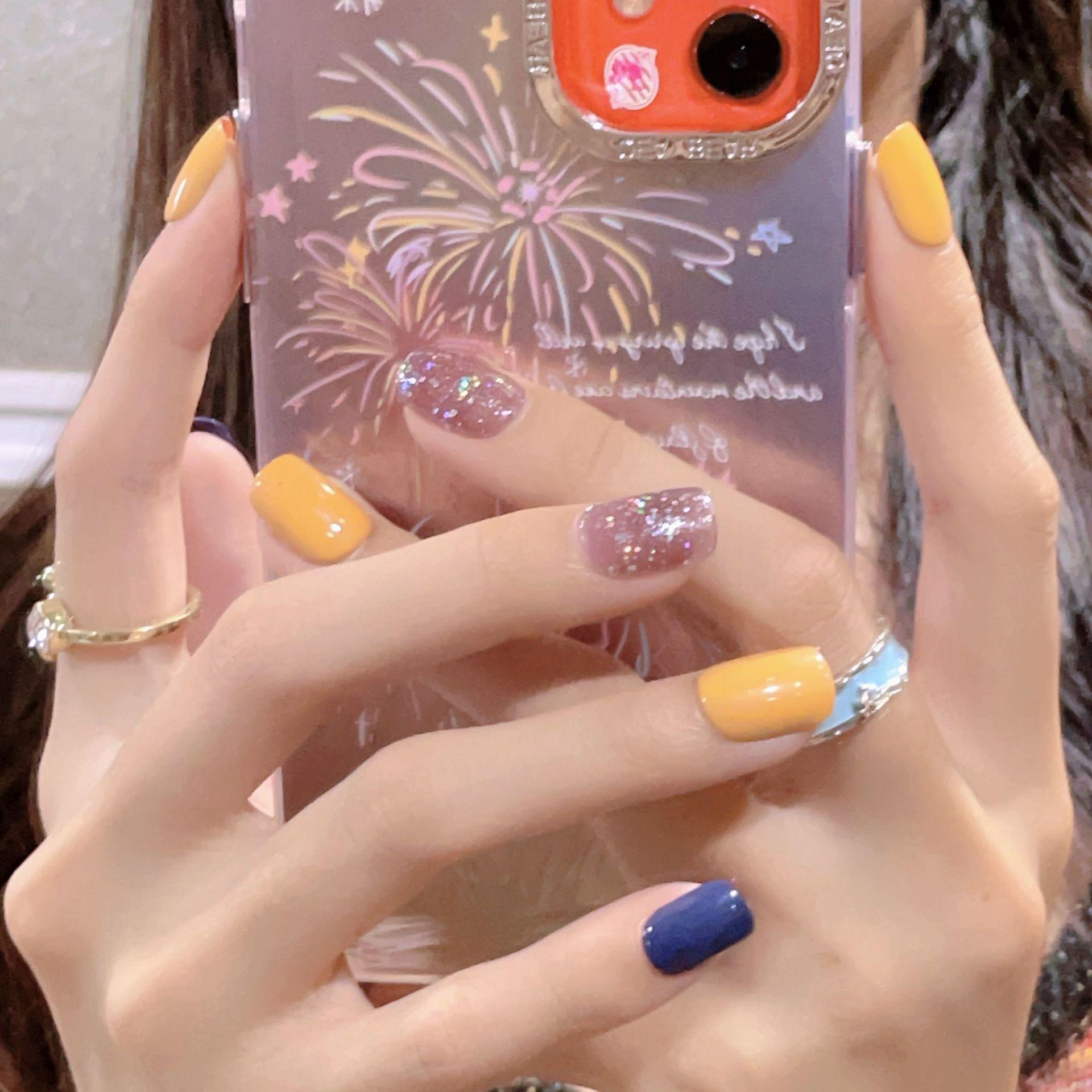 Lively Blue & Yellow Macaron Color Block Press-On Nail Tips: Playful, Removable, Cute, Finished Manicure
Lively Blue & Yellow Macaron Color Block Press-On Nail Tips: Playful, Removable, Cute, Finished Manicure