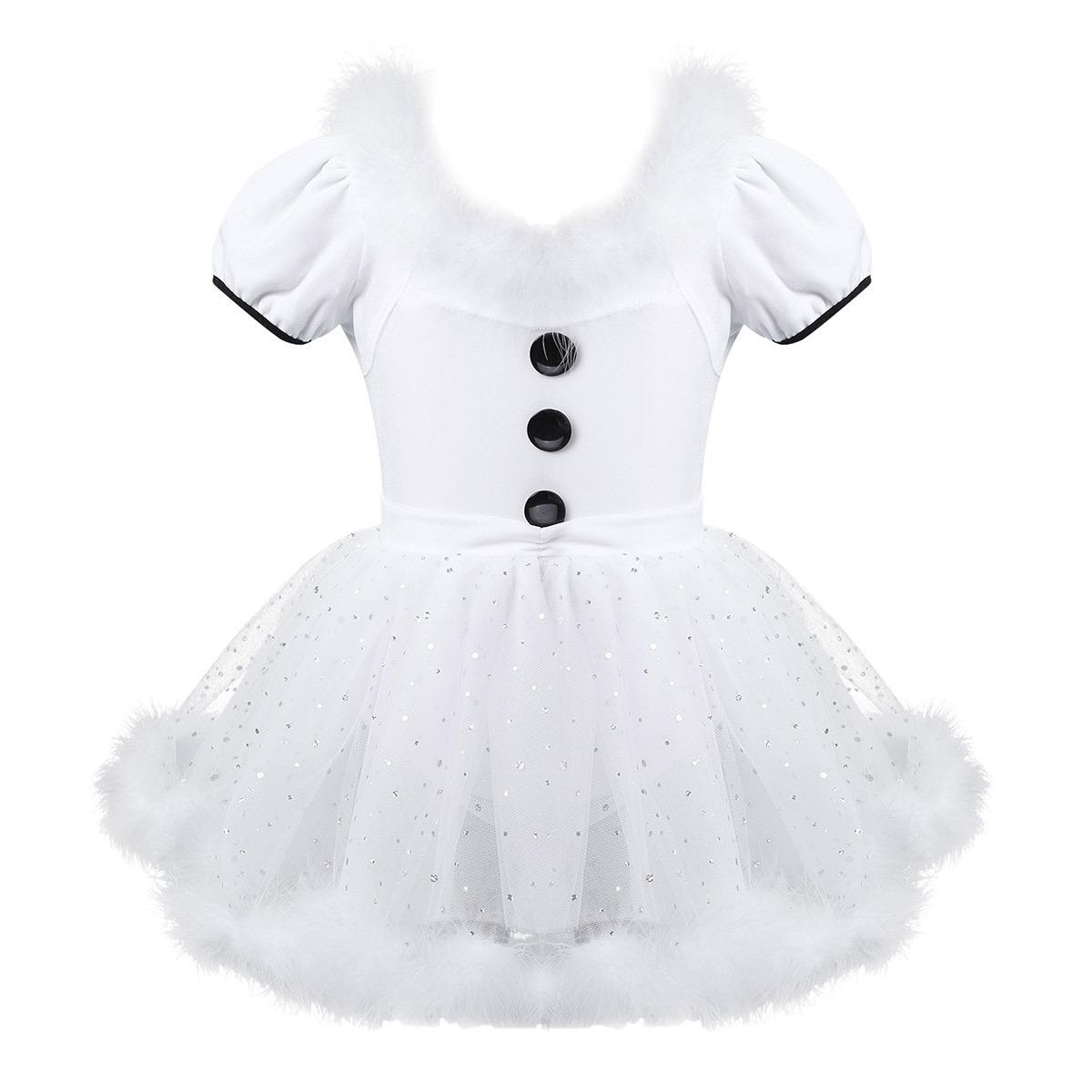 Girls Christmas Dance Dress Feather Trim Short Puff Sleeves Decorative Buttons Sequined Mesh Leotard Skating Costume 11-12 Years білий
Girls Christmas Dance Dress Feather Trim Short Puff Sleeves Decorative Buttons Sequined Mesh Leotard Skating Costume 11-12 Years білий