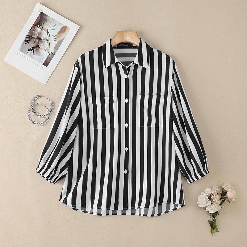 ZANZEA Женская блузка в полоску с отложным воротником и рукавом 3/4 4XL чёрный
ZANZEA Женская блузка в полоску с отложным воротником и рукавом 3/4 4XL чёрный