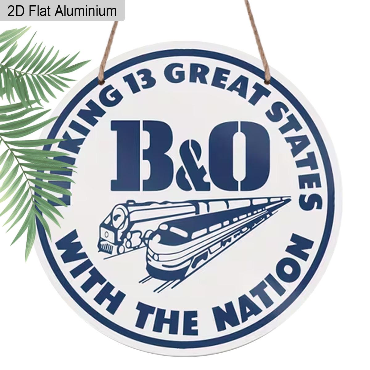 2D Flat Aluminum Baltimore and Ohio Railroad Round Metal Sign, B&O Train Souvenir Sign - Linking 13 Great States Vintage Railway Hanging Decor for 1pc
2D Flat Aluminum Baltimore and Ohio Railroad Round Metal Sign, B&O Train Souvenir Sign - Linking 13 Great States Vintage Railway Hanging Decor for 1pc