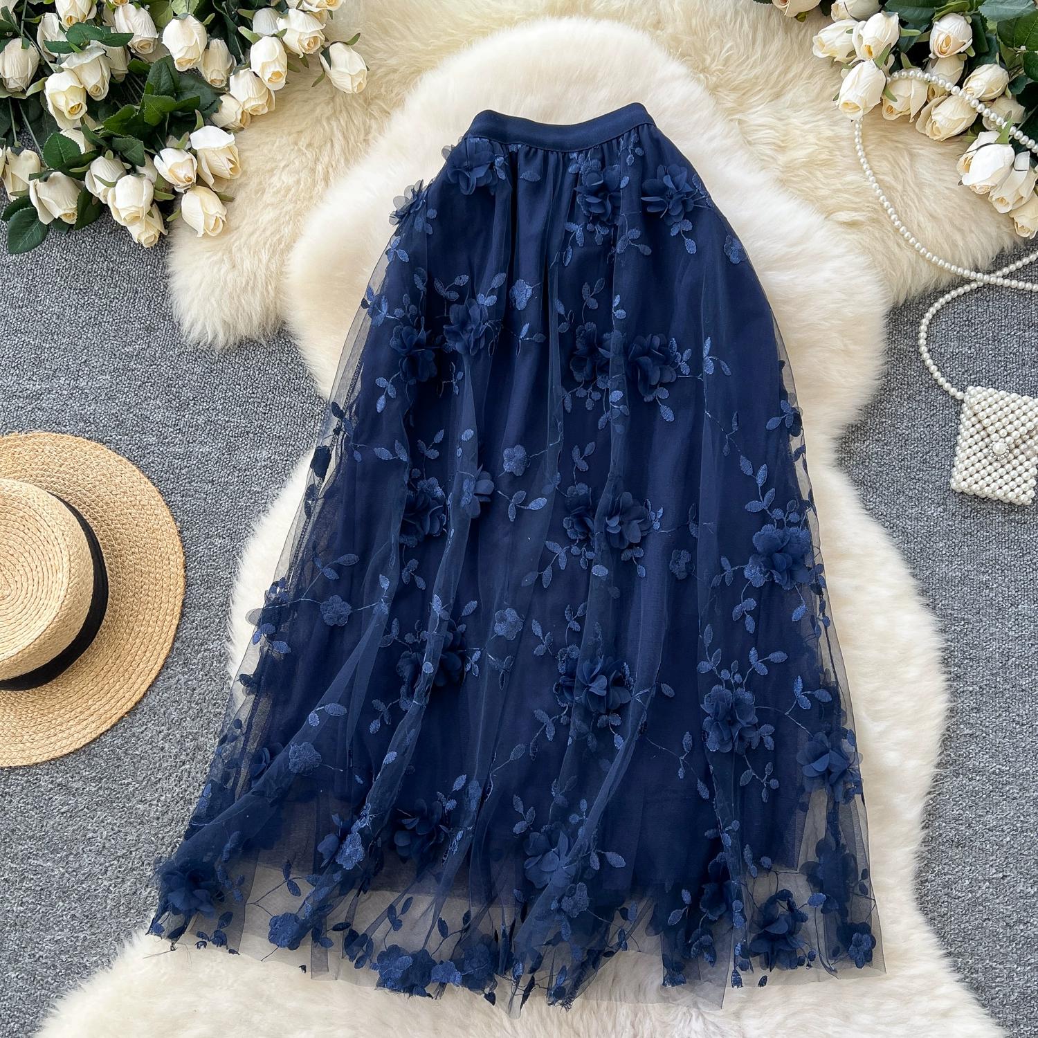 Літня жіноча спідниця з сітки та вишивкою 3D квіткою з високою талією та довгим тюлем Midi One Size
Літня жіноча спідниця з сітки та вишивкою 3D квіткою з високою талією та довгим тюлем Midi One Size