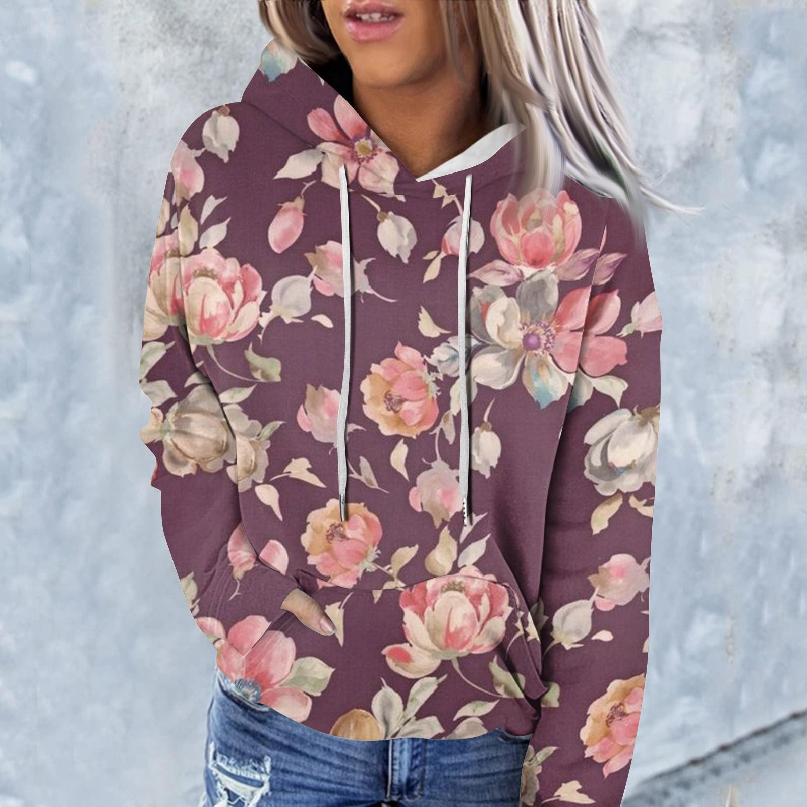 Жіноча модна повсякденна толстовка з довгим рукавом і квітковим принтом з капюшоном XL винний
Жіноча модна повсякденна толстовка з довгим рукавом і квітковим принтом з капюшоном XL винний