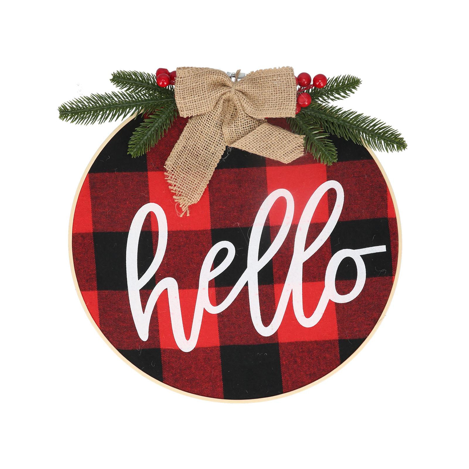 Hello Sign for Front Door Check Plaid Linen Round Front Door Wreaths for Christmas Decoration
Hello Sign for Front Door Check Plaid Linen Round Front Door Wreaths for Christmas Decoration