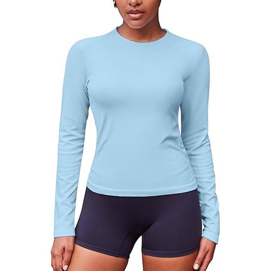 Charmleaks Женские бесшовные рубашки для тренировок Компрессионные рубашки с длинным рукавом Спортивные топы Бег Йога Рубашки со сборками M синий
Charmleaks Женские бесшовные рубашки для тренировок Компрессионные рубашки с длинным рукавом Спортивные топы Бег Йога Рубашки со сборками M синий