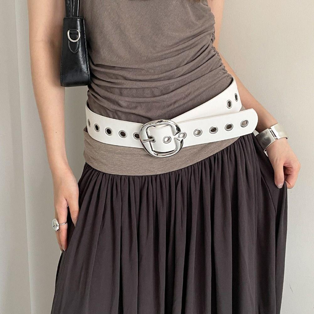 Metal Buckle Women Wide Belt Double-Row Hole Punk Style Belt Fashion Leather Waistband Men Style1 Red
Metal Buckle Women Wide Belt Double-Row Hole Punk Style Belt Fashion Leather Waistband Men Style1 Red
