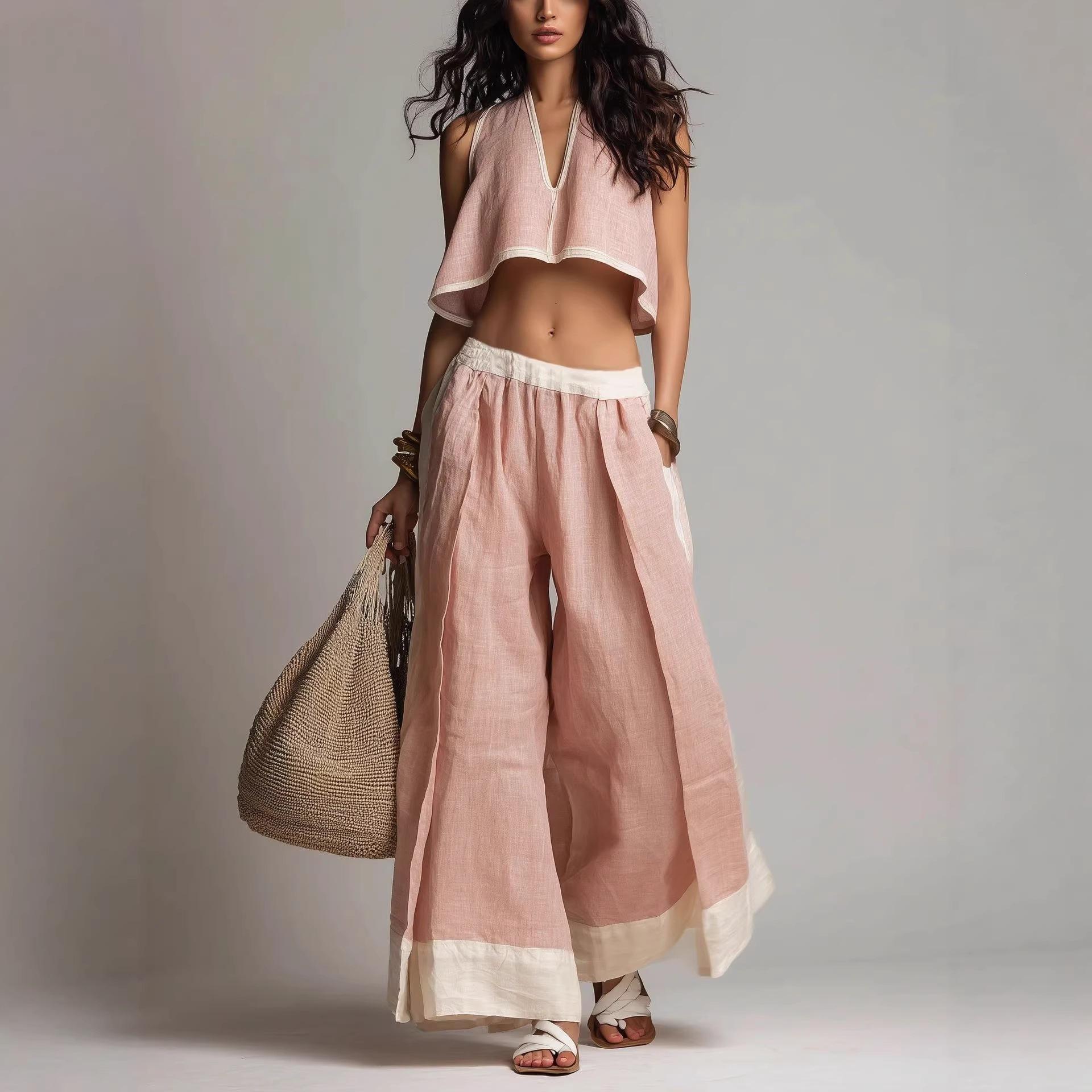 women s Color Block Sleeveless V Neck Crop Top Wide Leg Long Pants 2 Piece Summer Casual Boho Outfit Set XS розовый
women s Color Block Sleeveless V Neck Crop Top Wide Leg Long Pants 2 Piece Summer Casual Boho Outfit Set XS розовый