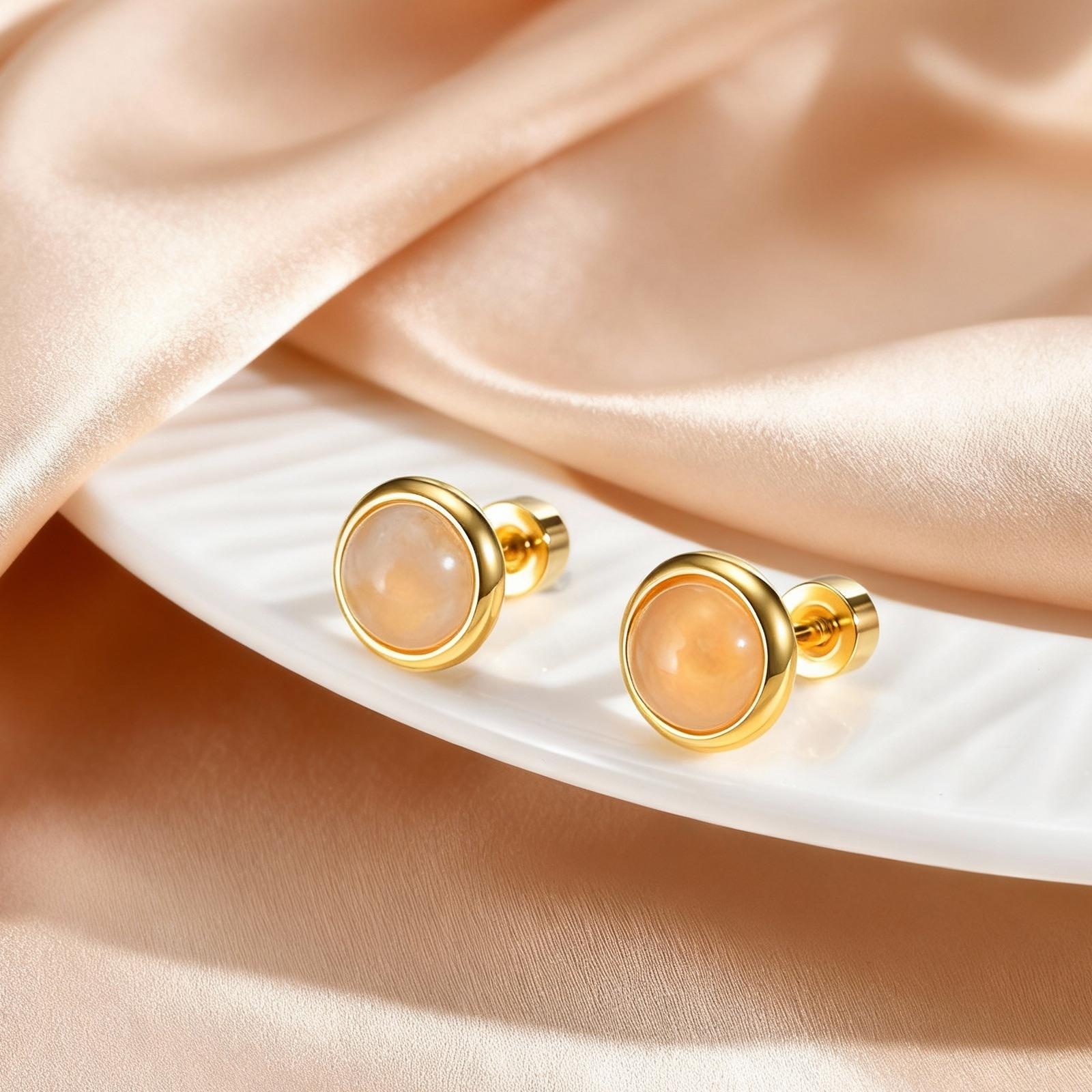 Trendy Natural Stone Earrings For Women, Stainless Steel Small Round Stud Earrings, Geometric Wedding Daily Jewelry Gifts
Trendy Natural Stone Earrings For Women, Stainless Steel Small Round Stud Earrings, Geometric Wedding Daily Jewelry Gifts