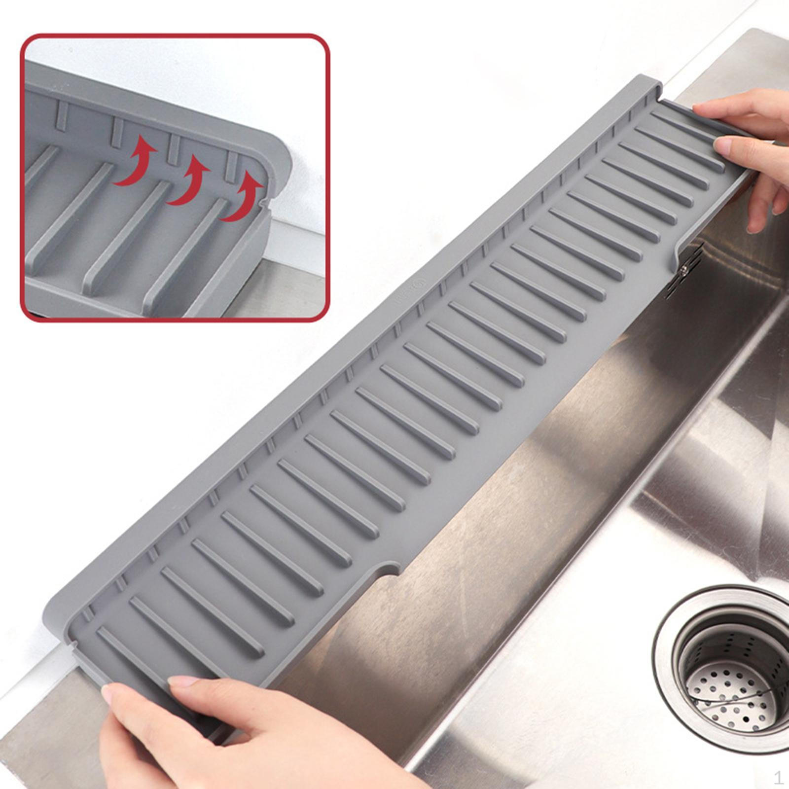 Коврик для крана для кухонной раковины, держатель для губки для мытья посуды, противоскользящие аксессуары для подноса серый