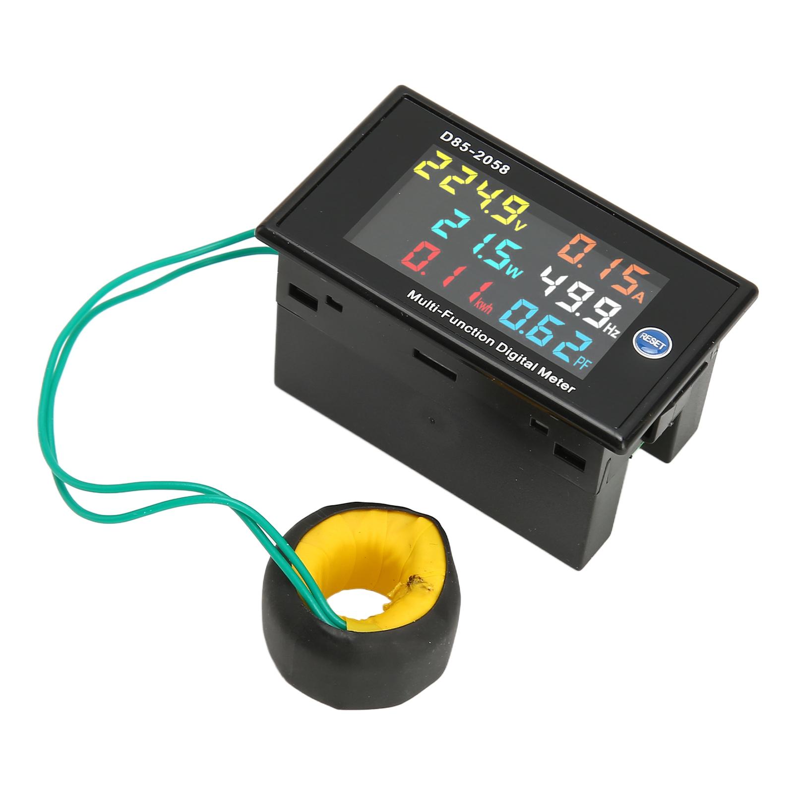 Лічильник змінного струму Однофазний РК-цифровий панельний вимірювач змінного струму Напруга Струм Частота Ампер Ватт Монітор потужності
Лічильник змінного струму Однофазний РК-цифровий панельний вимірювач змінного струму Напруга Струм Частота Ампер Ватт Монітор потужності