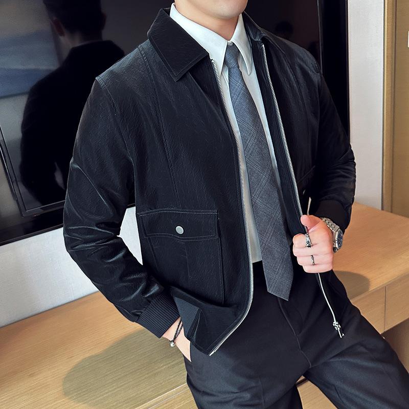 Мужская весенняя куртка премиум-класса из кожи с глянцевым покрытием и темным узором M чёрный
Мужская весенняя куртка премиум-класса из кожи с глянцевым покрытием и темным узором M чёрный