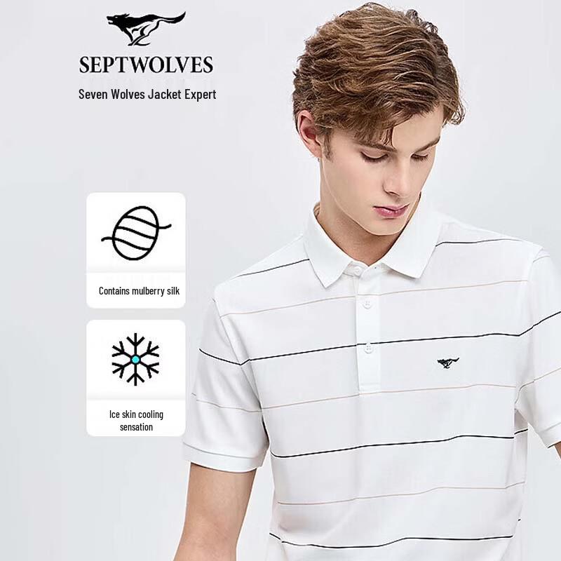Septwolves Men s Silk Blend Striped Polo Shirt L
Septwolves Men s Silk Blend Striped Polo Shirt L