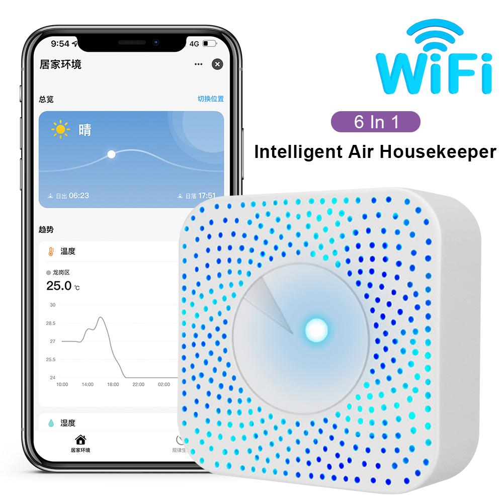 Wi-Fi монитор качества воздуха Smart PM2.5 формальдегид TVOC CO2 детектор температуры и влажности для домашнего офиса
Wi-Fi монитор качества воздуха Smart PM2.5 формальдегид TVOC CO2 детектор температуры и влажности для домашнего офиса
