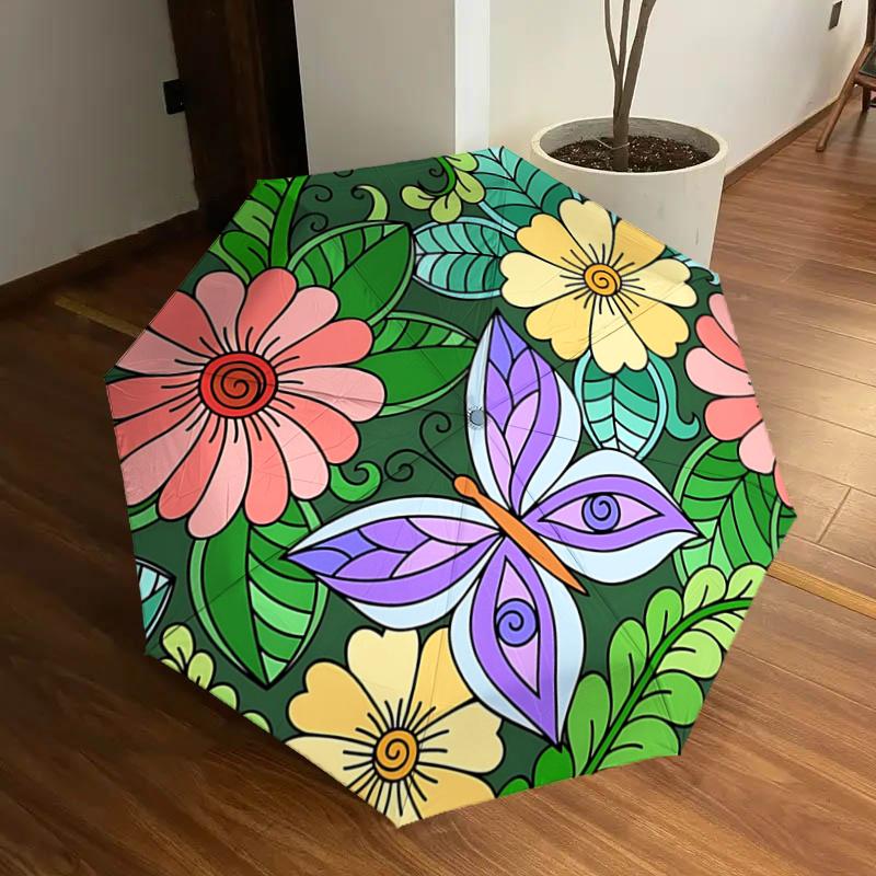 Colorful Floral Butterfly Design Automatic Opening Folding Umbrella Portable 3 Fold Design with Iron Frame Ideal Gift for Fans,Travel
Colorful Floral Butterfly Design Automatic Opening Folding Umbrella Portable 3 Fold Design with Iron Frame Ideal Gift for Fans,Travel