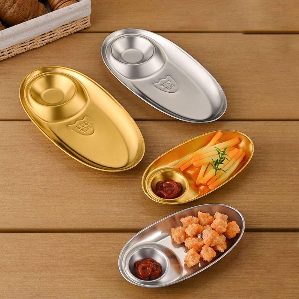 Oval Dinner Tray with Sauce Grid Sushi Plate Universal French Fries Plate Hotel L срібний
Oval Dinner Tray with Sauce Grid Sushi Plate Universal French Fries Plate Hotel L срібний