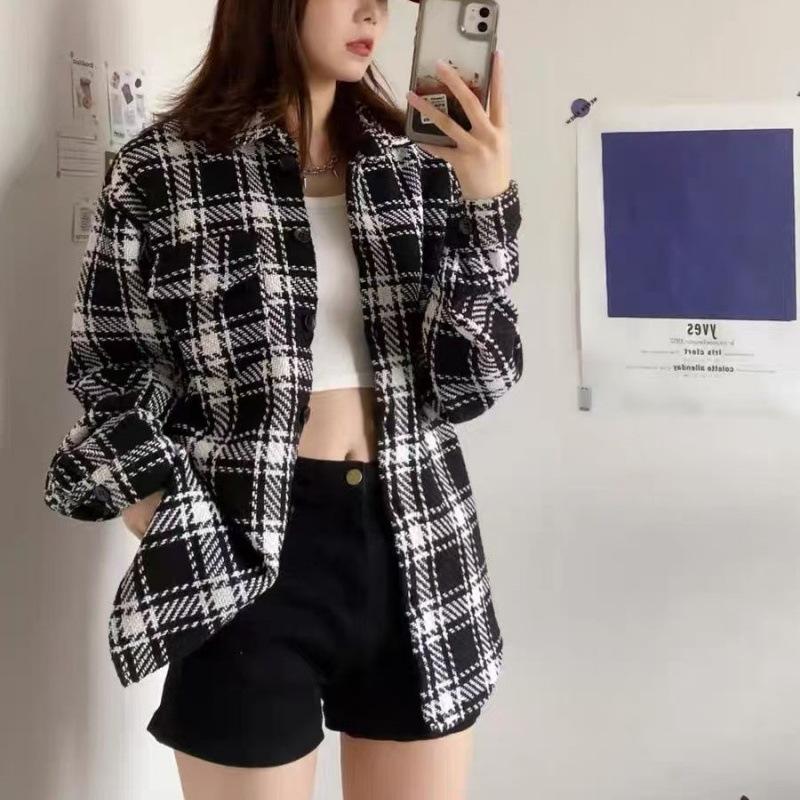 Women s Autumn/Winter Plaid Jacket - Korean Style Slimming Loose Fit POLO Collar Long Sleeve Shirt XL
Women s Autumn/Winter Plaid Jacket - Korean Style Slimming Loose Fit POLO Collar Long Sleeve Shirt XL