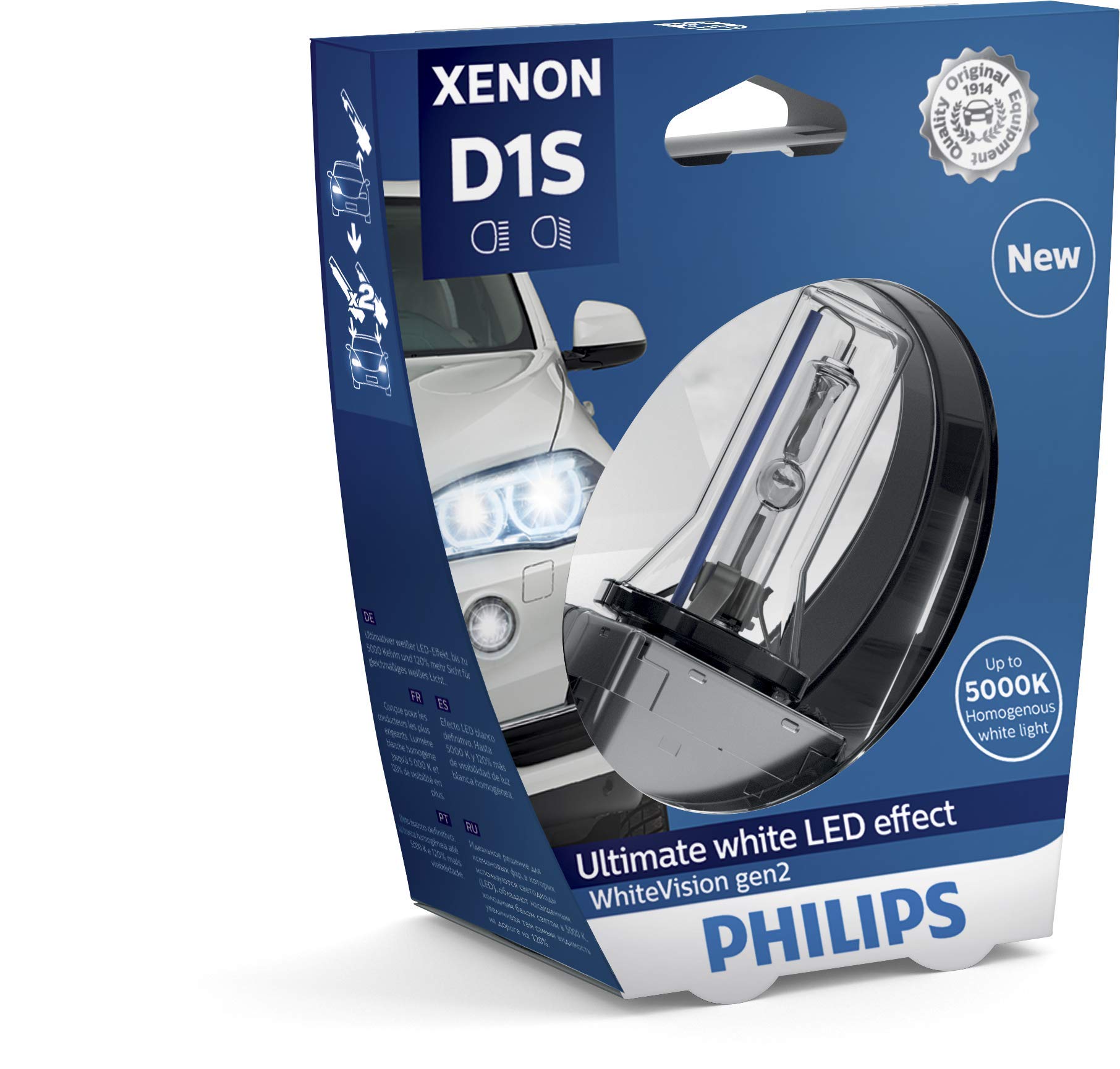 Philips 85415WHV2S1 WhiteVision gen2 Xenon headlight bulb D1S Made in Europe (Pack of 1)
Philips 85415WHV2S1 WhiteVision gen2 Xenon headlight bulb D1S Made in Europe (Pack of 1)