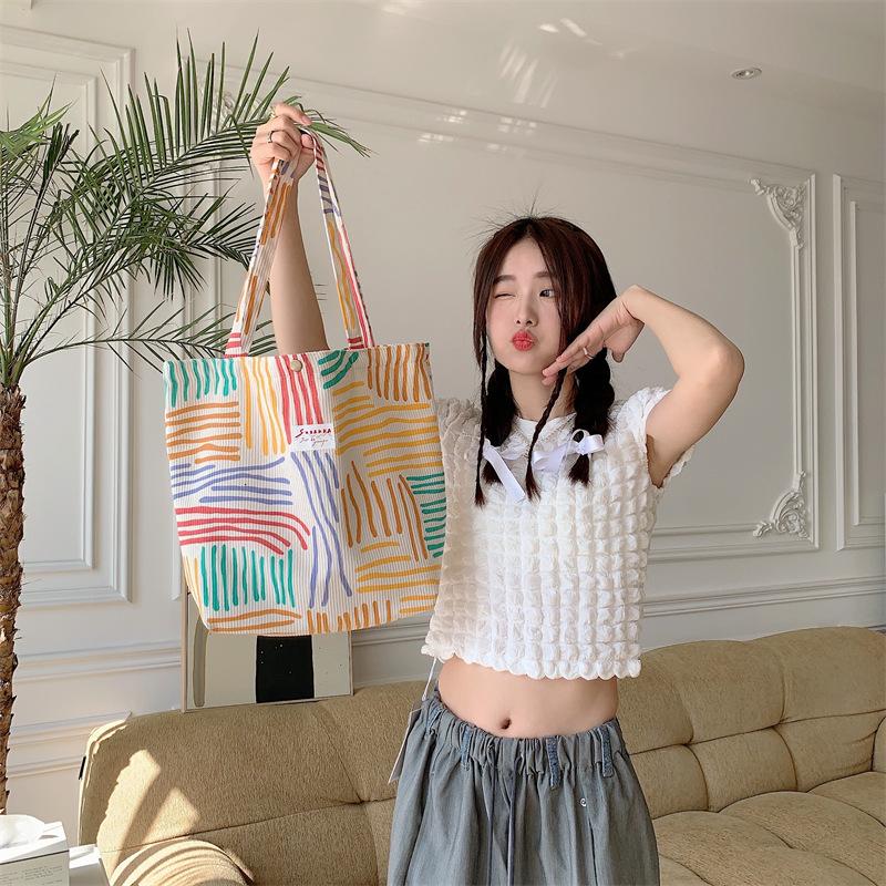 Canvas Contrast Stripes Cosmetic Bag Large Capacity Crossbody Shoulder Bag Work Handbag
Canvas Contrast Stripes Cosmetic Bag Large Capacity Crossbody Shoulder Bag Work Handbag