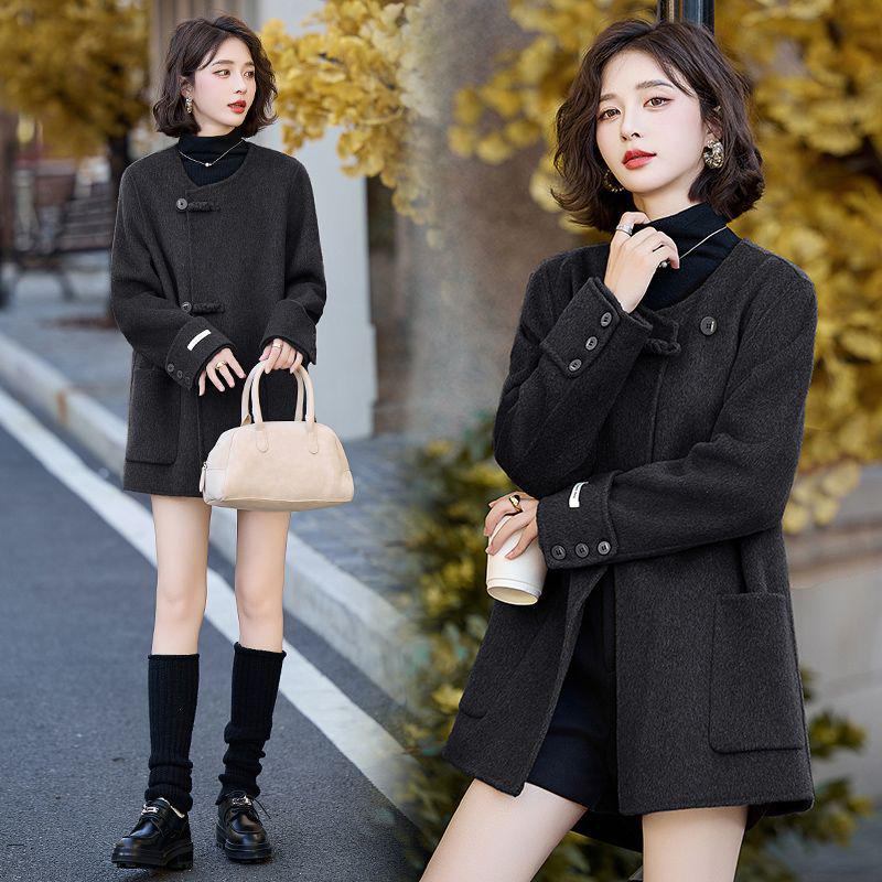 Women s Mid-Length Double-Faced Wool Coat - Autumn/Winter 2024, Loose Fit with Round Neck and Frog Buttons S for 90-115 lbs
Women s Mid-Length Double-Faced Wool Coat - Autumn/Winter 2024, Loose Fit with Round Neck and Frog Buttons S for 90-115 lbs