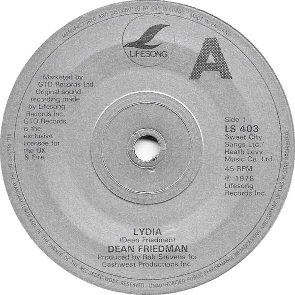 7inch Record DEAN FRIEDMAN - Lydia LS403 Lifesong 1978 UK & Irela Rock Used
7inch Record DEAN FRIEDMAN - Lydia LS403 Lifesong 1978 UK & Irela Rock Used