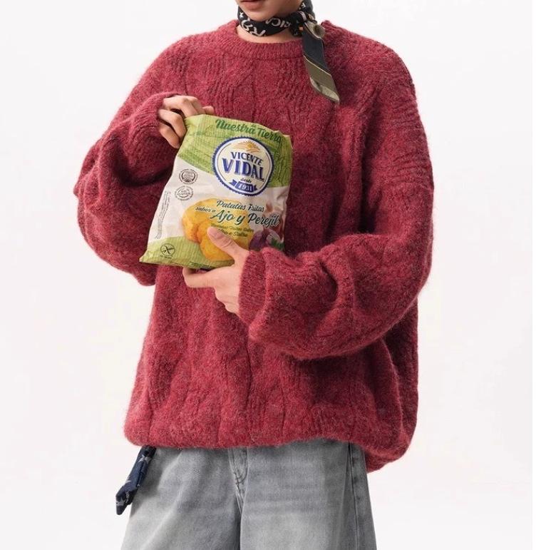 Mohair Knit Unisex Round Neck Pullover - Korean Trendy Autumn/Winter Loose Sweater L червоний
Mohair Knit Unisex Round Neck Pullover - Korean Trendy Autumn/Winter Loose Sweater L червоний
