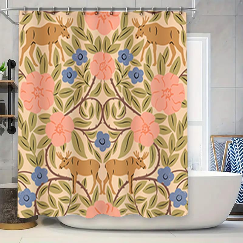 Beige Shower Curtain With Nature Animal Print Decorative Fabric Shower Curtains For Bathroom Green Leaves Pink Blue Flowers Desi W60H190(CM)-1 Pcs
Beige Shower Curtain With Nature Animal Print Decorative Fabric Shower Curtains For Bathroom Green Leaves Pink Blue Flowers Desi W60H190(CM)-1 Pcs