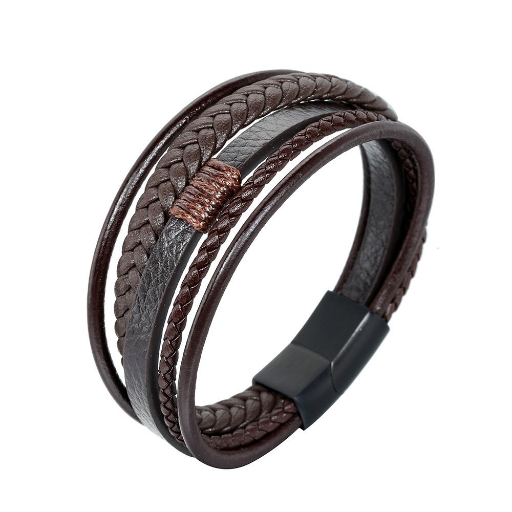 Retro handwoven men s leather bracelet, simple stainless steel magnet buckle, couple s jewelry
Retro handwoven men s leather bracelet, simple stainless steel magnet buckle, couple s jewelry