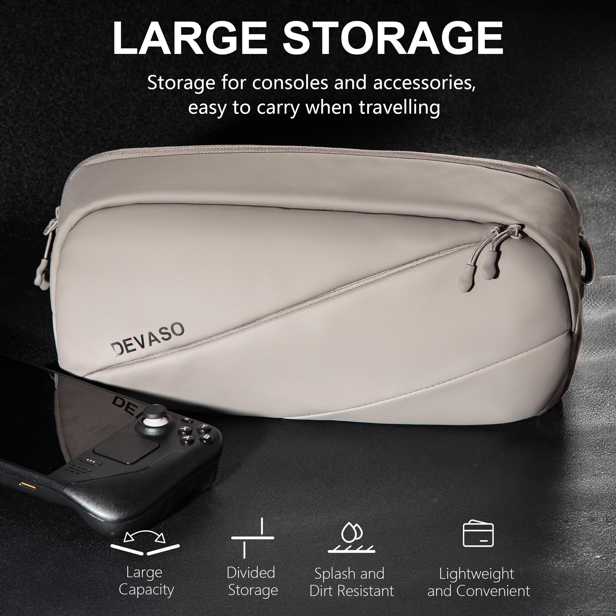 DEVASO 1133691 Portable Carrying Bag Crossbody Shoulder Bag Pouch for Steam Deck Console Devices Grey
DEVASO 1133691 Portable Carrying Bag Crossbody Shoulder Bag Pouch for Steam Deck Console Devices Grey