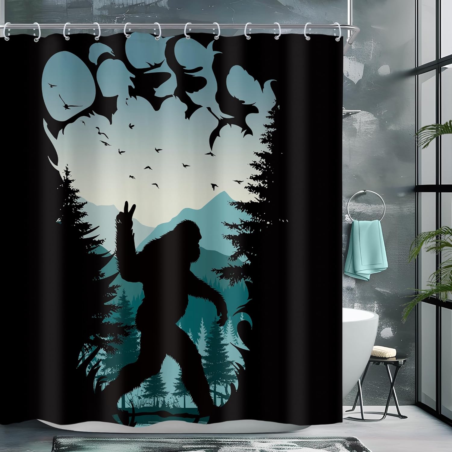 Bigfoot Shower Curtain Silhouette Mountain Forest Night Scene Rock Sign Nature Art Gothic Design Bath Decor Waterproof Fabric 90x180cm35x71in
Bigfoot Shower Curtain Silhouette Mountain Forest Night Scene Rock Sign Nature Art Gothic Design Bath Decor Waterproof Fabric 90x180cm35x71in